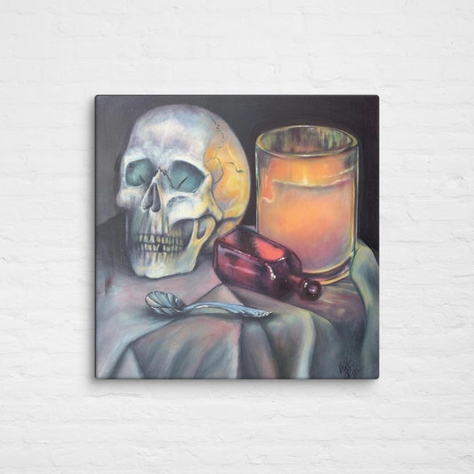 Light and Death - 20x20" Oil on Canvas Painting Print | Bold & Evocative Still Life Art